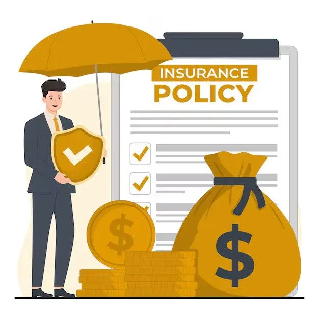 infographic showing health insurance policy and a person with umbrella and money.webp